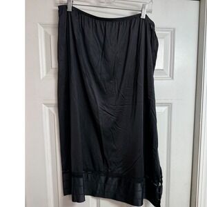 Lorraine Black Nylon Half Slip Lace Trim Side Slit Plus Size 3X Tall Made in USA